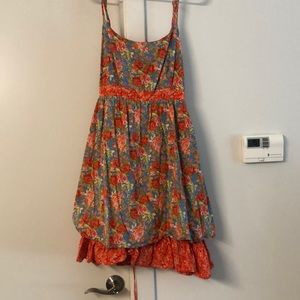 Orange and Blue Floral Dress